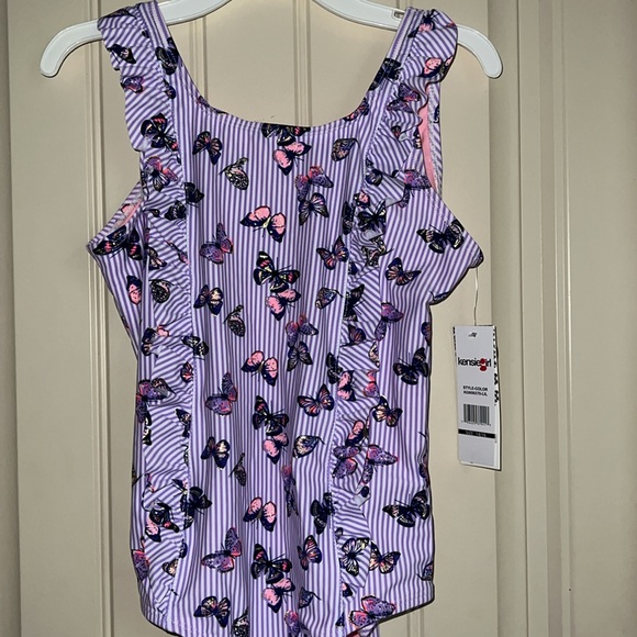 Kensie girls Butterfly Stripe Swim/Bath Suit. - Picture 4 of 7